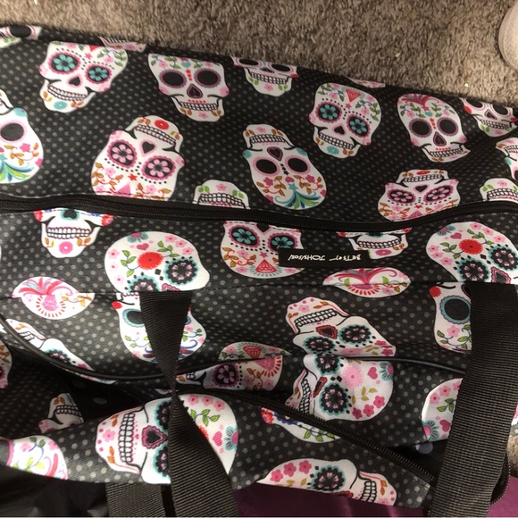 Betsey Johnson sugar skull rolling weekender - Picture 4 of 5